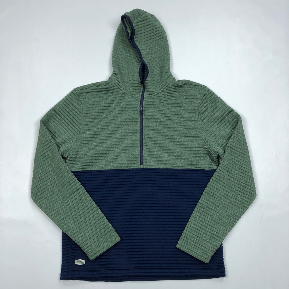 Johnnie-O Werner Performance Hoodie Mens Large Green Navy Quarter Zip JMHD100320
